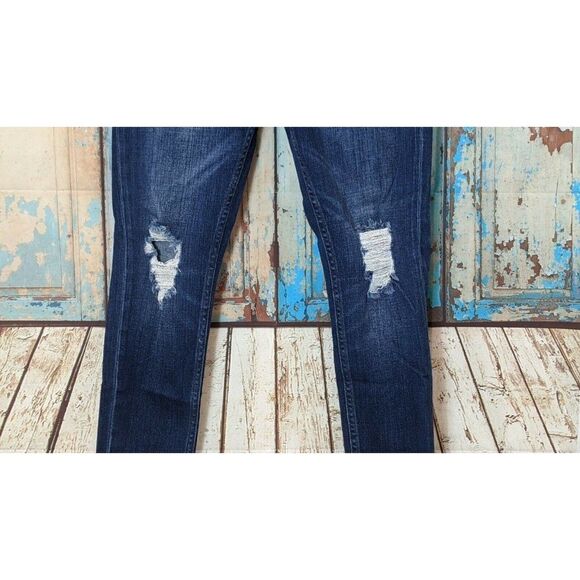 Topshop Womens Size W28 L32 Blue Distressed Mid Rise Skinny Denim Jeans - Picture 5 of 10